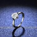 S925 Silver Moissanite Four-Prong Crown Engagement Ring for Women-0-3