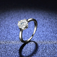 S925 Silver Moissanite Four-Prong Crown Engagement Ring for Women-1 carat (empty)  20 yards