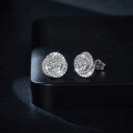 wholesale S925 silver plated with 18k gold new Cartier-style round full Moissanite stud earrings for women-0-3