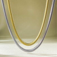 wholesale [925 Sterling Silver] European and American Ins-style minimalist gold serpentine collarbone chain, bone chain women's necklace live-N385 Gold 40cm