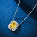 wholesale 925 Silver Mu Jing Jewelry New Necklace for Women 4ct Simulated Diamond Canary Yellow 8*10 High Carbon Diamond Pendant 40+5cm-0-2