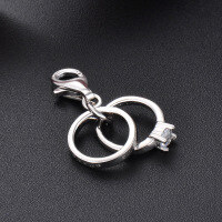 wholesale 925 Sterling Silver Small Ring Accessory Pendant Lobster Claw Clasp Handmade DIY Silver Jewelry Diamond-Inlaid Small Ornament Necklace Charm Clasp-925 silver pendant