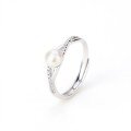 wholesale S925 Sterling Silver Natural Freshwater Pearl Ring Ins Style Simple Korean Minimalist Luxury Women's Finger Ring Index Finger Ring-0-6