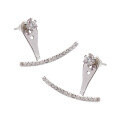 wholesale S925 Sterling Silver HED373 Korean Style Versatile Semi-Arc Micro-Set Zirconia Drop Earrings-0-4