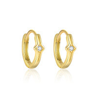 wholesale S925 Sterling Silver Geometric Square Earrings With Star-shaped Zircon, Fashionable And Light Luxury,。-E4953-Gold/Pair 925 Silver