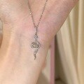 wholesale 925 Silver Cross-Border Small Snake Pendant Micro-Pave Necklace for Women, Fashionable, Unique, Ins Style, Versatile, Elegant Collarbone Chain-0-2