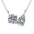 S925 Sterling Silver Moissanite Waterdrop Doublet Round Necklace-0-3