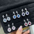 Silver-plated 18K Gold Lab-Created Colored Gemstone 1ct Cushion Earrings-0-0