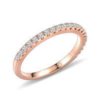 wholesale S925 Sterling Silver Minimalist Commute Ring Set with Moissanite, Three-Stacking Wedding Bands, Half-Eternity Gemstone Rings-Rose Gold Moissanite Ring  US Size 9