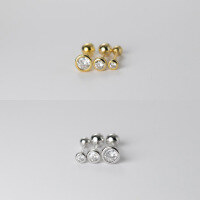 wholesale S925 Sterling Silver Round Diamond Threaded Ear Studs, Korean Style Minimalist Summer Student Ear Piercing Maintenance Twist Closure Ear Cartilage Stud M01794-S925 silver pair rose gold 3MM