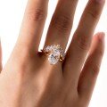 wholesale S925 silver oval center stone double ring stackable ring with princess-cut side stones high-end wedding gift-0-3
