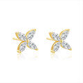 925 Silver 2025 New Marquise Moissanite Clover Unisex Earrings for Cross-border-0-3