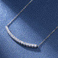 wholesale S925 Sterling Silver Moissanite Necklace for Women, Minimalist Korean Style, Ins Small and Luxurious Smile Pendant Collarbone Chain-0-1