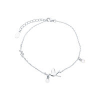 wholesale 925 Sterling Silver Micro-Inlaid Zircon Shell Pearl Bird Bracelet Animal Cute Exquisite Niche INS Style Design Sense Hand Accessory-Silver 925 silver