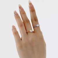 wholesale S925 Sterling Silver Korean Japanese Light Luxury Women's Ring with Cat's Eye Stone, Minimalist Solitaire Setting, Elegant Oval Design-Gold DY121176-SG-WH 8