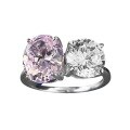 wholesale Metal material first: European and American new style simple four-prong fashion super flash large oval pink diamond 8*10 high carbon diamond ring-0-4