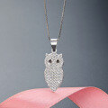 wholesale Metal: 925 Sterling Silver Cross-border new cute owl necklace for women, European and American high-end sense minimalist animal pendant collarbone chain-0-0