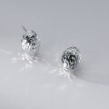 wholesale S925 Sterling Silver Textured Oval Stud Earrings Fashion Commuter Ins Style Niche Women's Jewelry M05067-0-3