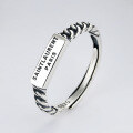 wholesale S925 Sterling Silver Square Plate English Letter Braided Open Ring Minimalist European and American Style Ins Niche Design Women's Ring-0-0