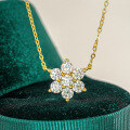 S925 Silver Pendant with 1-Carat Moissanite Necklace, Sunflower Snowflake Design-0-0