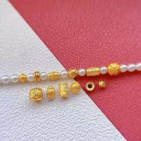 wholesale Metal material: 925 ancient silver gold-plated accessories, engraved with wheat ear pattern, Chinese character "Fu", six-syllable mantra, flying saucer spacer beads, spacers, gaskets for DIY-6# one