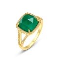 wholesale S925 Sterling Silver European and American New Minimalist Geometric Green Agate Ring for Women, INS Style Ring for Women, Cross-Border Best Seller-0-5