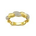 wholesale S925 silver plated with 18k gold, Italian Buccellati-style filigree full pave moissanite ring for women-0-0