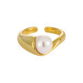 wholesale S925 Sterling Silver Geometric Glossy Inlaid Pearl Ring for Women, Small and Chic, Versatile, Elegant, with an Upscale and Minimalist Vibe-0-6