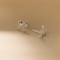 wholesale S925 Sterling Silver Fresh and Sweet Ins Style Small and Unique Design Sense Personality Ribbon Bow Earrings M06174-0-3