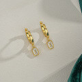 14K Gold Plated S925 Silver Rectangle Women's Earrings with Moissanite-0-1