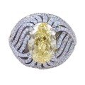 wholesale S925 Silver New 8*12mm Egg-Shaped Yellow Diamond Ice-Cut High-Carbon Diamond Ring, Small Batch Design-0-4