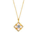 S925 Silver French-style Moiram Four-leaf Clover Mother-of-pearl Necklace-0-3