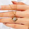 14K Gold Plated 925 Silver Clover Necklace with Moissanite for Cross-border Women-0-1