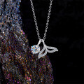 S925 Silver Mermaid Tail Dolphin Pendant Necklace, Light Luxury Clavicle Chain-0-1
