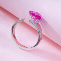 wholesale S925 Silver Live New Product Rubellite Pink Sapphire Open Adjustable Ring for Women,-0-3