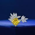 wholesale 925 Metal New Style 5ct Ring 10*10 High Carbon Yellow Diamond Ice Flower Cut Ring-0-1