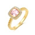 wholesale S925 silver gold-plated light luxury jewelry popular sugar loaf natural pink crystal ring fashion commuter wholesale customization-0-4