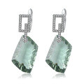 wholesale 925 Sterling Silver Green Amethyst Earrings, Luxuriously High-End Set with an Uniquely Shaped Colored Gemstone Earrings-0-4