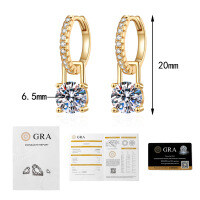 S925 Silver Gold-Tone 2ct D Color Moissanite Convertible Earrings Wholesale-1 carat + 1 carat moissanite  925 silver