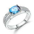 wholesale S925 Silver Natural Topaz Ring Fashion Minimalist Light Luxury with 16 Carat Natural Blue Gemstone-0-4