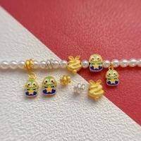 wholesale S925 ancient silver gold-plated fittings with chiseled three-ring snake buckle, snake coiled rabbit spacer bead, and back-cloud pendant DIY for the Chinese zodiac snake-A coiled snake