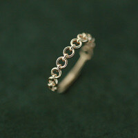 wholesale 925 Sterling Silver Chain Ring Set, Ins Minimalist Style Stackable Adjustable Open Ring Simple Circle-Copper with gold plating Adjustable opening