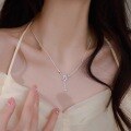 wholesale S925 Sterling Silver Shining Diamond Ginkgo Leaf Necklace for Women, Light Luxury Hollowed-out Tassel Leaf Collarbone Chain with Elegant Style-0-3