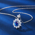 wholesale S925 Sterling Silver Full Diamond Round Hot-Selling Cross-border Women's Choker Necklace with Sapphire-0-2