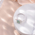 wholesale Silver Plated 18k Gold 6*8mm Radiant Cut Teal Blue Green Moissanite Ring for Cross-Border Independent Stores-0-2