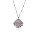 wholesale Sterling Silver S999 Four-Leaf Clover Blessing Word Inlaid Diamond Necklace for Women, Fashionable and Versatile Light Luxury Pendant Necklace Jewelry Accessories-0-4