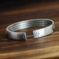 wholesale Fine Silver 999 Six-Syllable Mantra Bracelet for Women, Vintage Antique Tibetan Vajra Dharani Scripture Pure Silver Bangle for Men-0-1