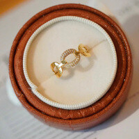 wholesale S925 Sterling Silver Red Elk Minimalist Ring for Women, Unique and Exquisite, High Aesthetics, Elegant, Fashionable, Versatile, Niche, Light Luxury-BZ0093-Gold US Size 8