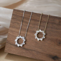 wholesale S925 Sterling Silver Korean Fashion Geometric Irregular Zircon Collarbone Necklace for Women Wholesale-925 sterling silver, 14K gold, 5A zircon, 40+5cm, 2.72g 925 silver