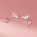 wholesale 999 Silver Exquisite New Chinese Style Literary Retro Plum Blossom Tassel Earrings M06065-0-3